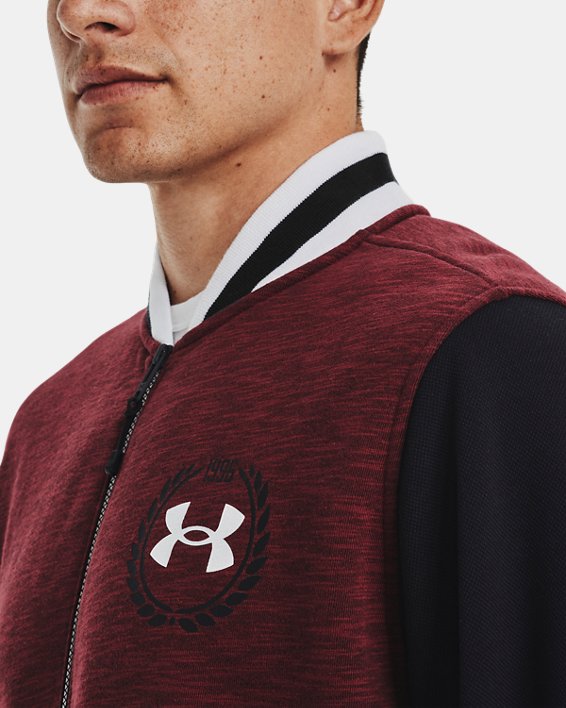 Men's UA Essential Fleece Heritage Full-Zip, Red, pdpMainDesktop image number 3
